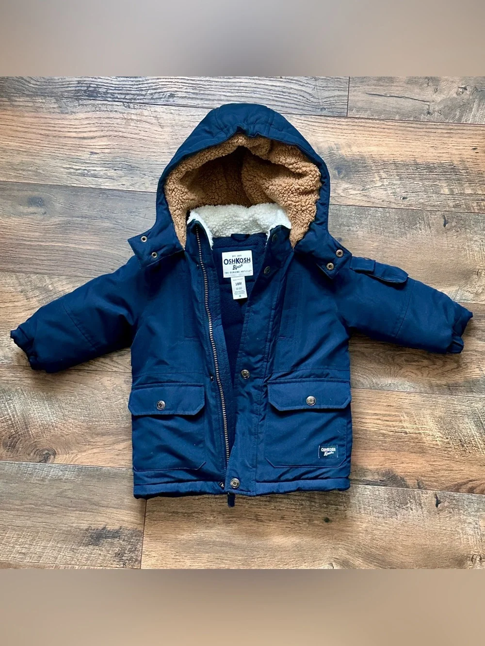 OshKosh B'gosh Navy Hooded Sherpa Parka Coat